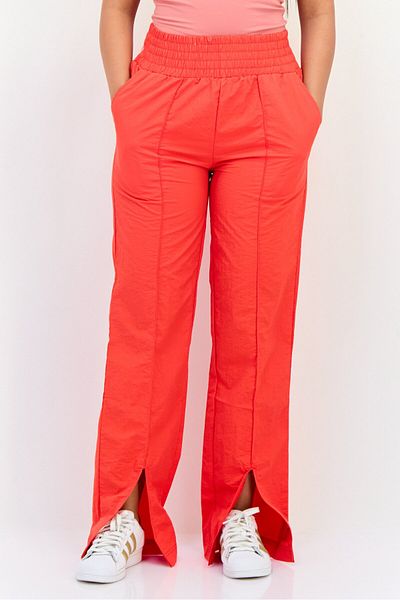 The Giving Movement Women Regular Fit Brand Logo Wide Leg Pants, Red