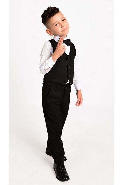 Mnk Boy's Suit with Vest Mnk0272 Black