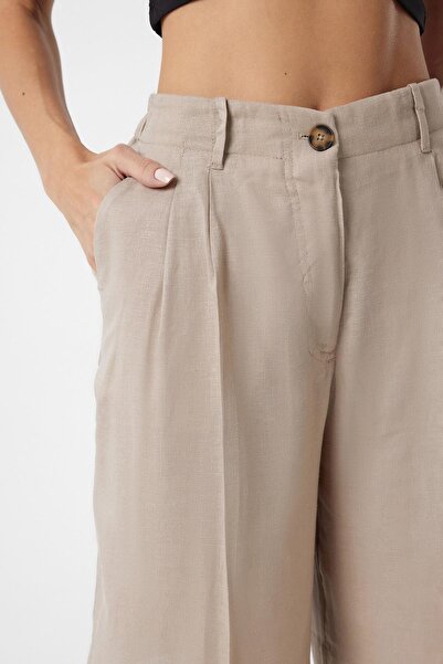 Antioch Bej Keten Karışımlı Kadın Bermuda