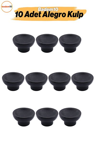 Badem10 Buton Alegro Negru 10 buc. Mobilier Bucătărie Dulap Dulap Sertar Mâner Mâner Plastic Mâner cu o singură șurub