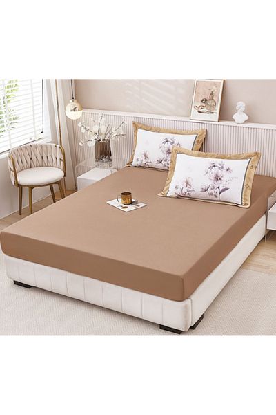 Super Design Pucioasa Mattress cover with elastic 160x 200 cm + 2 pillowcases 50x70 cm Brown D-12