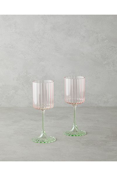 English Home Glimmer Glass Set of 2 Glasses 250 ml Pink - Green