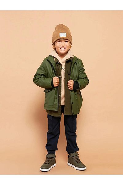 LC Waikiki Lcw Kids Green Hooded Basic Boy's Coat
