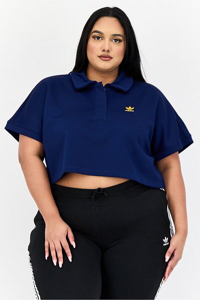 adidas Women Sportswear Fit Short Sleeves Outdoor Crop Polo Shirt, Dark Blue