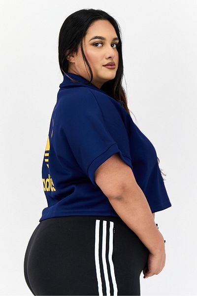 adidas Women Sportswear Fit Short Sleeves Outdoor Crop Polo Shirt, Dark Blue
