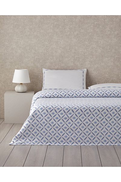 English Home Sea Shell Printed Single Pique Set 150X220 cm Blue