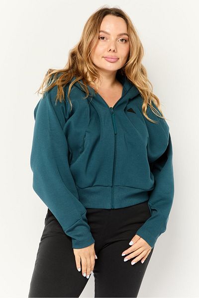 adidas Women Sportswear Fit Long Sleeve Outdoor Hoodie, Dark Teal Blue