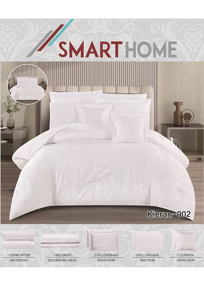 smart home طقم لحاف جاكارعرائسي نفرين نظام وجهين مفرش مكون من 8 قطع , مايكروفايبر 100% لحاف مقاس٢٦٠ في ٢٤٠ سم