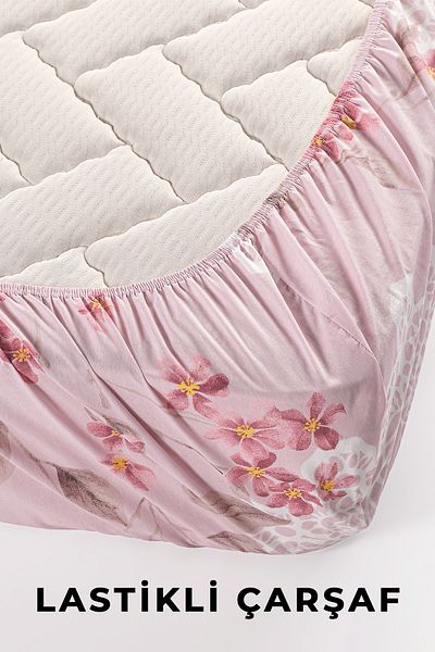 Evimemoda Double Pique Set with Elastic Sheets Code Oslo Bordo