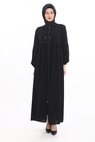 minessa KOLU VE BELİ BÜZGÜLÜ TAŞ DETAYLI İPEK FERACE