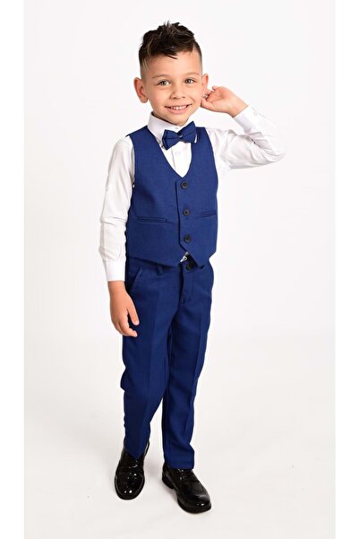 Mnk Boy's Suit with Vest Mnk0272 Navy Blue