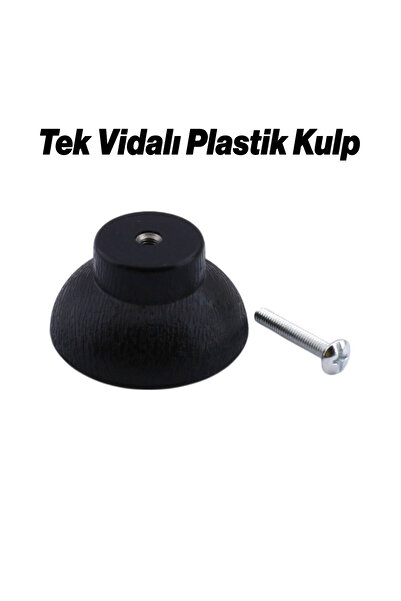 Badem10 Alegro Button Black 10Pcs Furniture Kitchen Wardrobe Cabinet Drawer Handle Handle Plastic Single Screw Handle