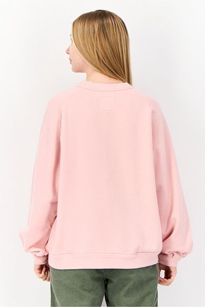 aerie Women Ribbed Neck Long Sleeves Plain Sweatshirt, Pink