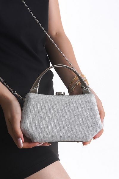 GUİZA Evening Dress Bag Special Design Case Crystal Stone Chain and Armlet Evening Dress Bag