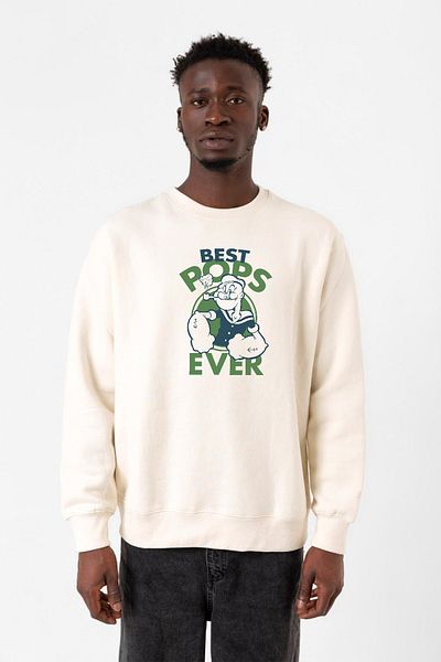 Tshirthane Ανδρικό φούτερ με 2 κορδόνια Popeye Best Pops Ever Ecru