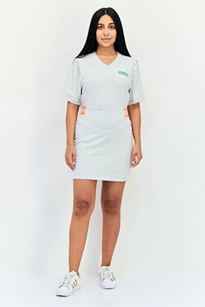 adidas Women Sportswear Fit Embroidered Logo Outdoor Dress, Grey