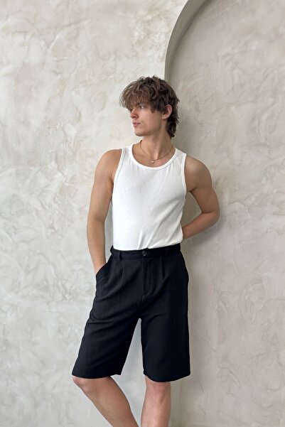 HYMAN Erkek Pileli Baggy Keten Şort