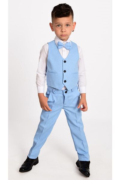 Mnk Boy's Suit with Vest Mnk0272 Baby Blue