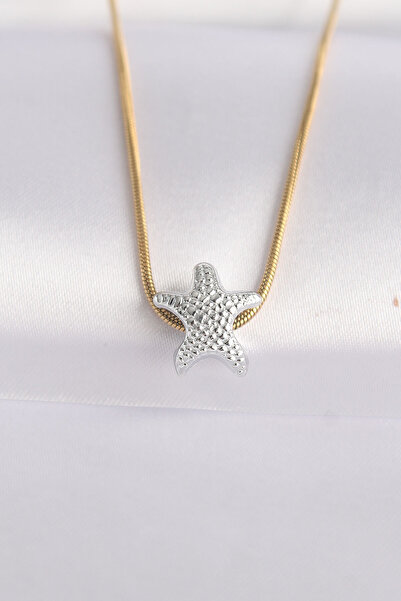 Epilons 316L Steel Chain Gold Color Chain Silver Color Necklace with Sea Star...