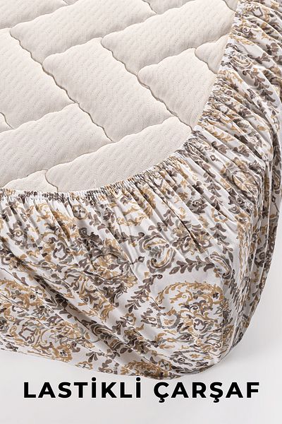 Evimemoda Double Pique Set with Elastic Sheets Code Oslo Brown