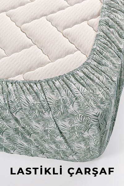 Evimemoda Double Pique Set with Elastic Sheets Code Oslo Green
