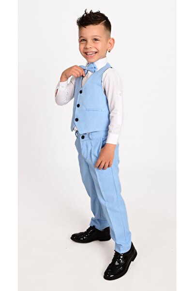 Mnk Yelekli Erkek Çocuk Takım Elbise Mnk0272 Bebe Mavi