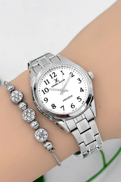 Daniel Klein Steel Cord Women Wrist Watch 3 Atm Water Resistant Silver-White Zmdk1188