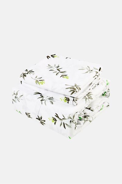 Catherine Malandrino King 3 Pcs Allover Print Duvet Set, White