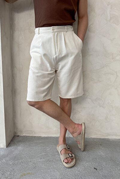 HYMAN Erkek Pileli Baggy Keten Şort