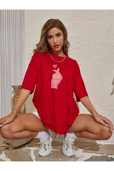 TekTarzz Unisex Korean Finger Heart Printed Tshirt