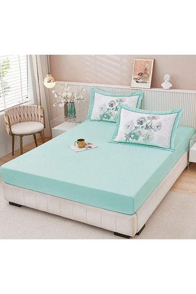 Super Design Pucioasa Mattress cover with elastic 160x 200 cm + 2 pillowcases 50x70 cm Aqua D-1