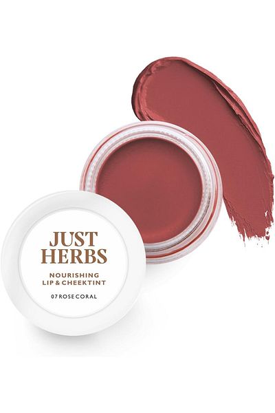 Just Herbs Vegan Lip and Cheek Tint - 07 Rose Coral - Creamy Matte