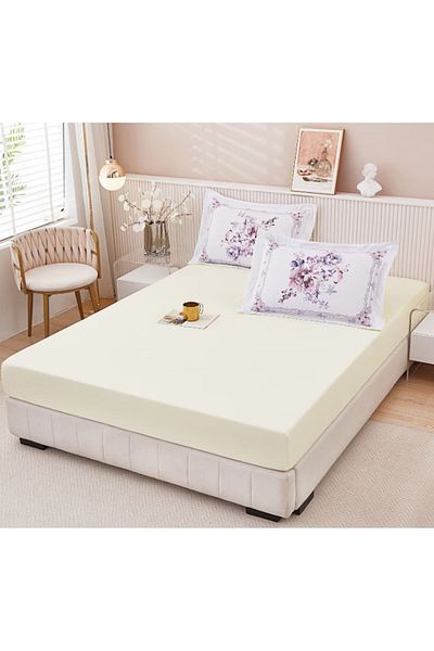 Super Design Pucioasa Mattress cover with elastic 160x 200 cm + 2 pillowcases 50x70 cm Ecru D-10