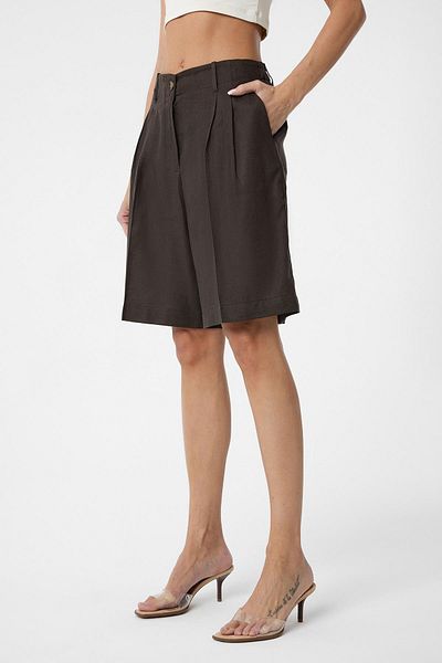Antioch Brown Linen Blended Women's Bermuda