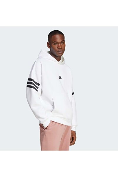 adidas Future Icons 3-Stripes Kapüşonlu Üst Kapüşonlu Erkek Sweatshirt BEYAZ