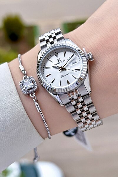 Daniel Klein Diamond Gümüş Renk 28 Mm Kadın Kol Saati Ve Bileklik
