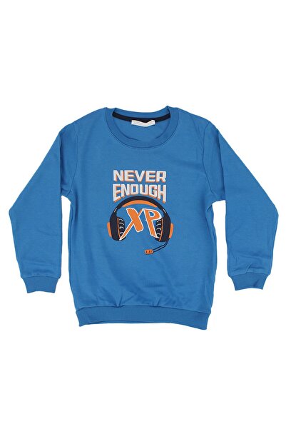 bebegen Хлопчачий синій Never навушники з принтом, одношаровий світшот