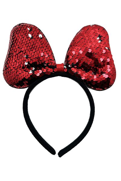 Mu Art Color Changing Sequin Sequined Bow Party Crown Red Silver Color 20X16 cm
