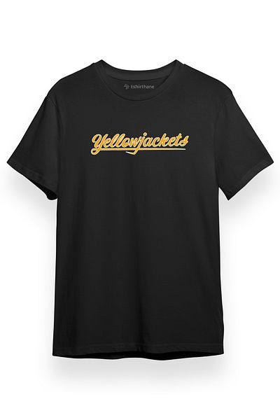 Tshirthane Yellowjackets Lettering Μαύρο κοντομάνικο ανδρικό μπλουζάκι