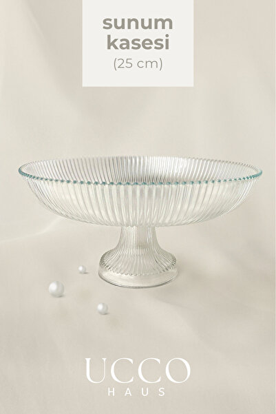 UCCO 24 cm Ayaklı Cam Sunum Kasesi – Salata Meyve Tatlı ve Özel Sunumlar İçin...