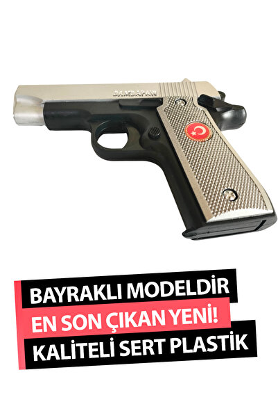 BambaPaw YENİ İkili Paket! Gold ve Gümüş Renk Türk Bayraklı Boncuklu Oyuncak Tabanca + 30 Paket Boncuk Hediye