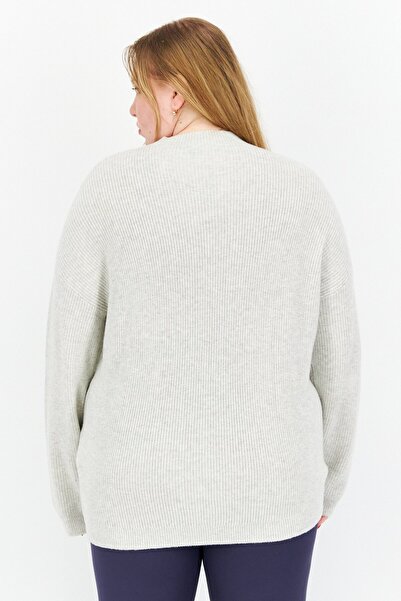 Lyle & Scott Women Mock Neck Crochet Sweaters, Light Grey