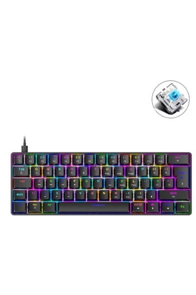 silabor T60 Siyah Renk Mavi Switch Mekanik Kablolu Klavye Gaming Driverli Oyuncu Klavyesi T60 Mini Q