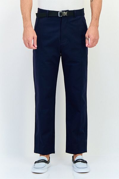 Selected Homme Men Regular Fit Solid Straight Pants, Navy