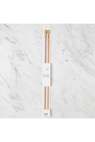 Twin Store لا ميا وايت وود 4.5 مم 36 سم أسياخ حياكة خشبية