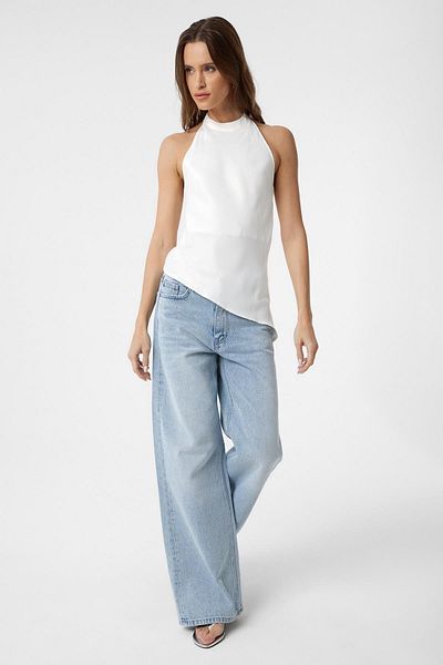 Antioch Ecru Asymmetrical Satin Backless Women's Ball