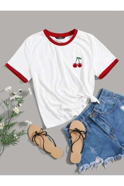 FAVORİST Καλοκαιρινό βαμβακερό μπλουζάκι με λεπτομέρεια μανίκι