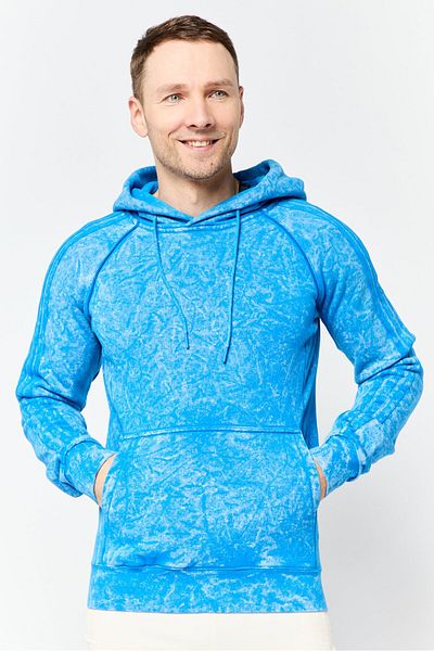adidas Men Sportswear Fit Long Sleeve Outdoor Hoodie, Washed Blue