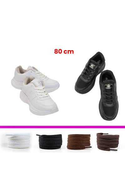 AiryFooT Flat Sports Shoe Laces Children's and Small Hole Shoe Laces 80 cm (White)