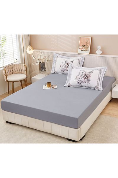 Super Design Pucioasa Mattress cover with elastic 160x 200 cm + 2 pillowcases 50x70 cm Grey D-7